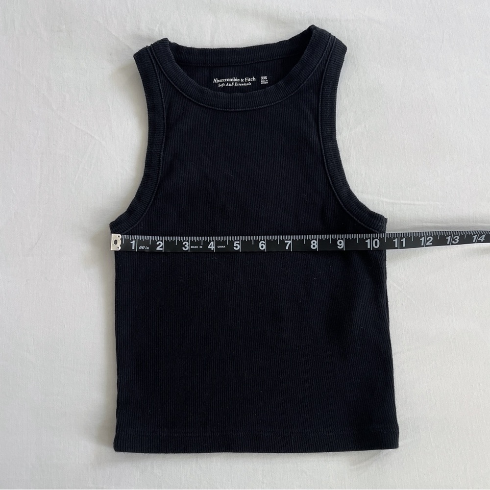 Abercrombie Essential Cropped High-Neck Rib Tank | Black | Size XXS | NWOT - Picture 10 of 10
